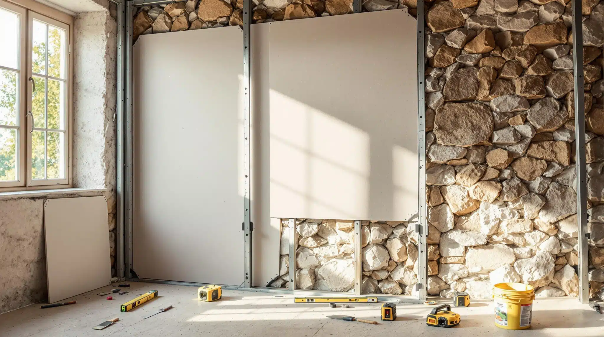 Pose placo sur mur ancien