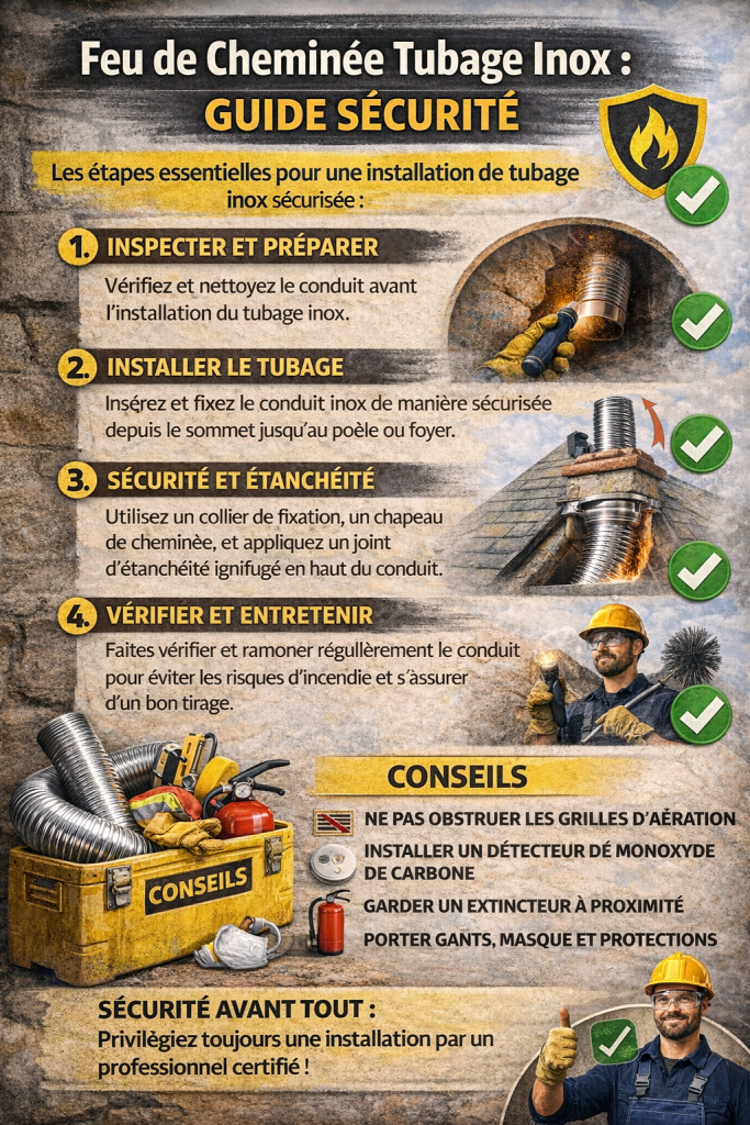 infographie guide sécurité tubage inox feu de cheminée