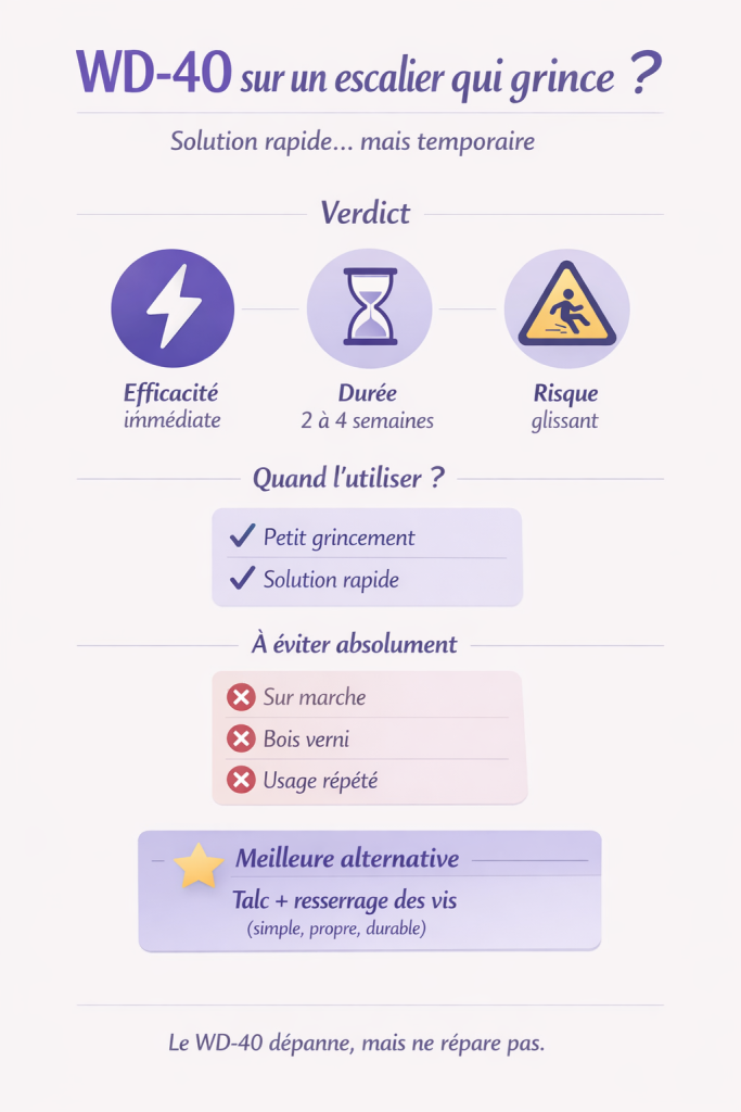 infographie wd40 sur un escalier qui grince