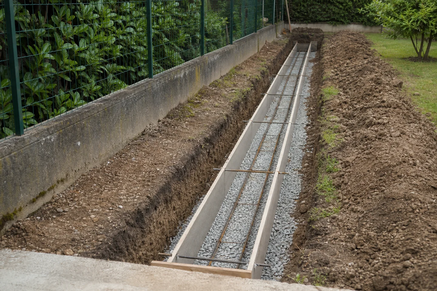 Béton préparé sur un chantier de maçonnerie extérieure