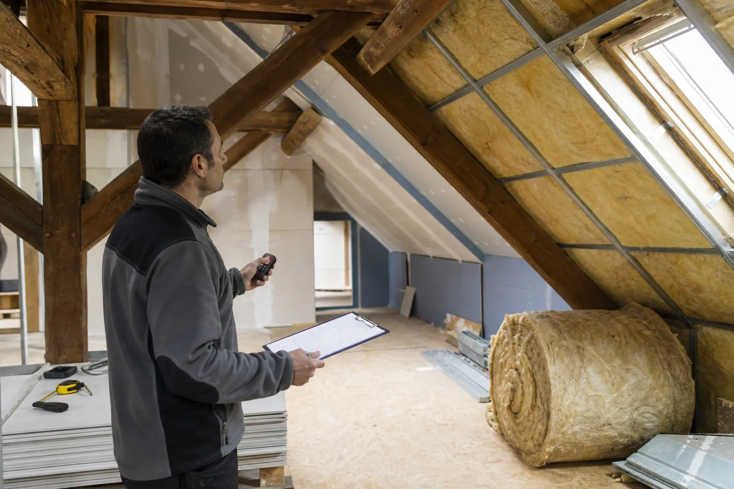 Mesure des rampants avant un devis d'isolation de combles